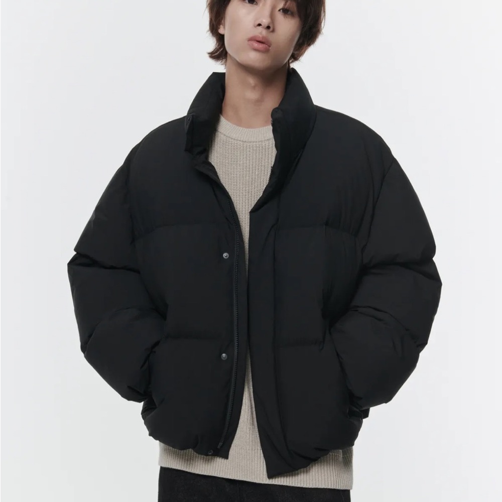 Musinsa Daily Short Padded Puffer Jacket Oversized Size Small Black - Picture 3 of 6
